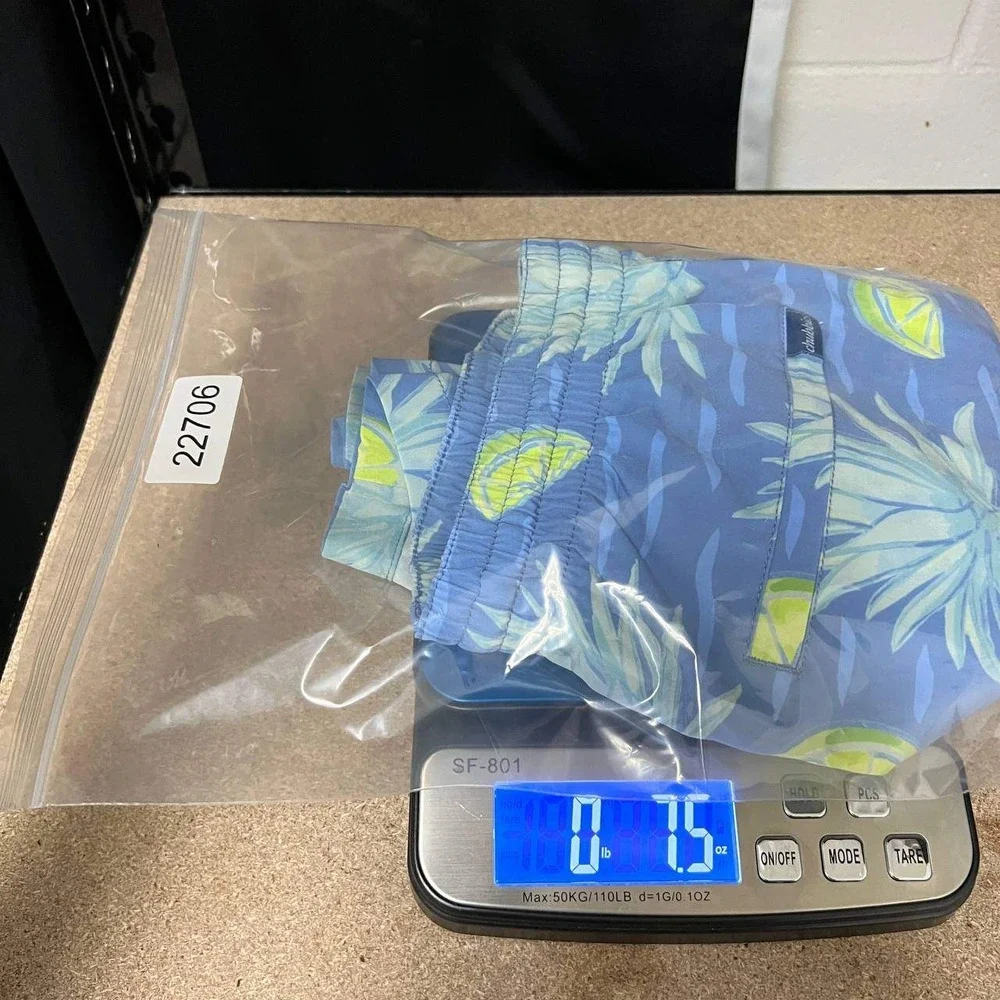 Chubbies Shorts Men Medium Blue Agave Lime Print Swim Trunks M